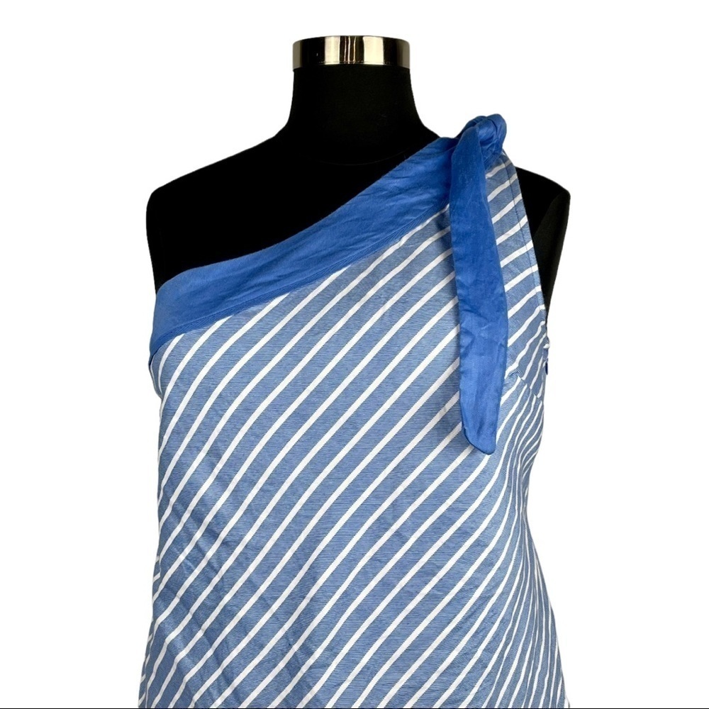 GLAMOUR X LANE BRYANT STRIPED ONE SHOULDER BOW ASYMMETRIC DRESS - Picture 5 of 14